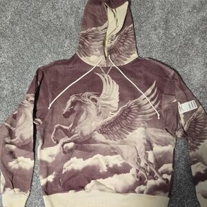 Kith pegasus Williams 3 Horse Hoodie in Burgundy and Beige.